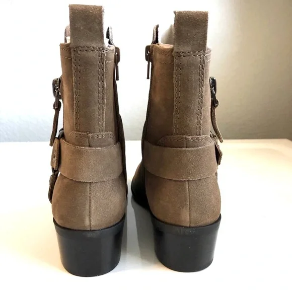 NWT MARC FISHER Dalary Harness Ankle Moto Boots Brown Suede SZ 6.5 - Picture 4 of 6